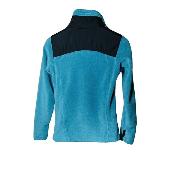 Columbia Womens Fleece Jacket Women’s Small Turquoise Zip Up Thumb Holes - Picture 3 of 9